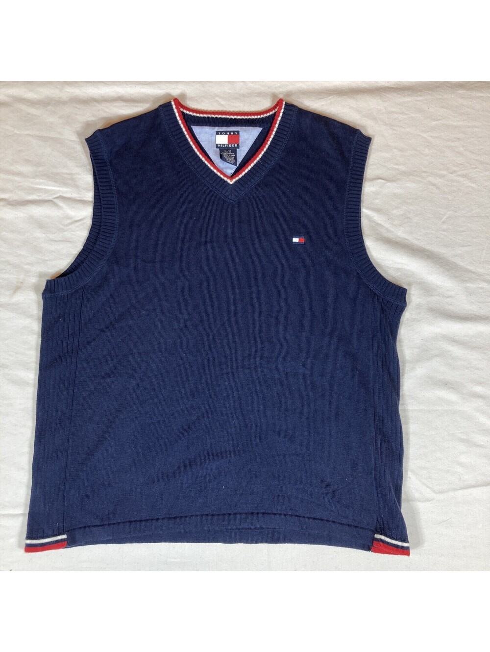 Tommy Hilfiger Youth XL Navy V-Neck Sleeveless Sweater Vest MINT